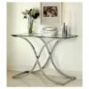 Leah Contemporary Metal Glass Top Sofa Table Chrome - HOMES: Inside + Out -Console Tables Sales unnamed file 2352