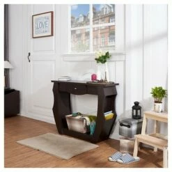 Coralli Modern Cut Out Sofa Table Walnut - HOMES: Inside + Out -Console Tables Sales unnamed file 2375