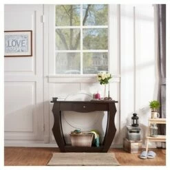 Coralli Modern Cut Out Sofa Table Walnut - HOMES: Inside + Out -Console Tables Sales unnamed file 2376