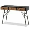 3 Drawer Ariana Wood Metal Console Table Black/Walnut Brown - Baxton Studio -Console Tables Sales unnamed file 2517
