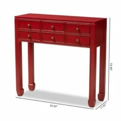 Pomme Accent 6 Drawer Console Table Red - Baxton Studio -Console Tables Sales unnamed file 2630