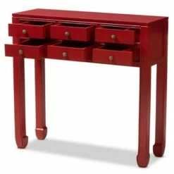 Pomme Accent 6 Drawer Console Table Red - Baxton Studio -Console Tables Sales unnamed file 2631