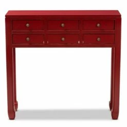 Pomme Accent 6 Drawer Console Table Red - Baxton Studio -Console Tables Sales unnamed file 2632