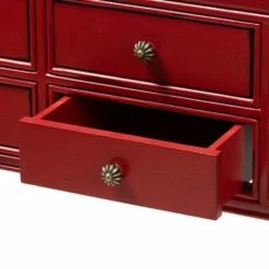 Pomme Accent 6 Drawer Console Table Red - Baxton Studio -Console Tables Sales unnamed file 2636