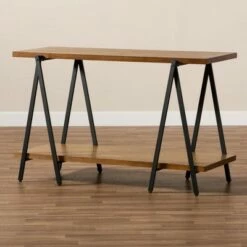 Britton Rustic Industrial Wood and Metal Console Table-Walnut/Black-Baxton Studio -Console Tables Sales unnamed file 2642