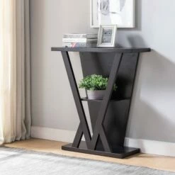 Nebra 3 Shelf Console Table Espresso - HOMES: Inside + Out