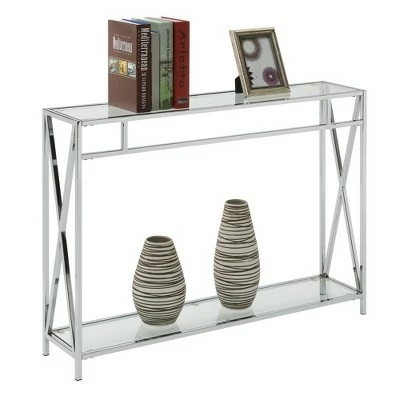 Oxford Chrome Console Table Clear Glass/Chrome Frame - Breighton Home 4 Oxford Chrome Console Table Clear Glass/Chrome Frame - Breighton Home - Image 2