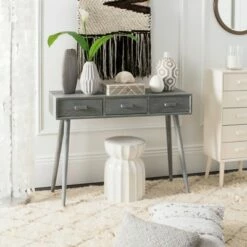 Albus 3 Drawer Console Table- Slate Grey - Safavieh
