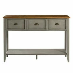 Clearwater Rustic Farmhouse 3 Drawer Buffet Console - Saracina Home Rustic Oak/antique White