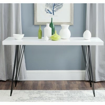 Wolcott Retro Mid Century Lacquer Console - White/Black - Safavieh 3 Wolcott Retro Mid Century Lacquer Console - White/Black - Safavieh