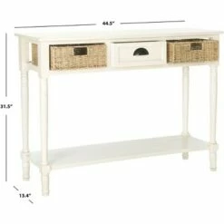 Winifred Wicker Console Table With Storage - White - Safavieh -Console Tables Sales unnamed file 2757