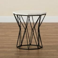 Venedict Metal End Table with Marble Tabletop Black - Baxton Studio -Console Tables Sales unnamed file 2848