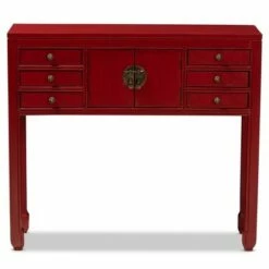 Melodie 6 Drawer Console Table Red - Baxton Studio
