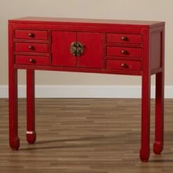 Melodie 6 Drawer Console Table Red - Baxton Studio -Console Tables Sales unnamed file 2863