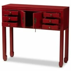 Melodie 6 Drawer Console Table Red - Baxton Studio -Console Tables Sales unnamed file 2865
