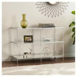 Benton Glam Mirrored Console Table - Chrome - Aiden Lane