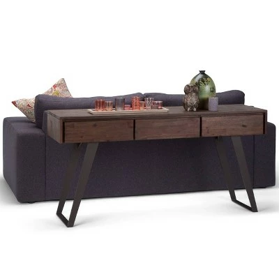 60" Mitchell Solid Acacia Wood Console Sofa Table Distressed Charcoal Brown - WyndenHall 3 60" Mitchell Solid Acacia Wood Console Sofa Table Distressed Charcoal Brown - WyndenHall