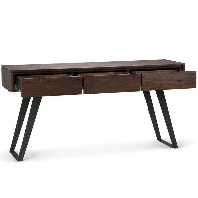 60" Mitchell Solid Acacia Wood Console Sofa Table Distressed Charcoal Brown - WyndenHall 4 60" Mitchell Solid Acacia Wood Console Sofa Table Distressed Charcoal Brown - WyndenHall - Image 2