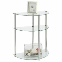 Classic Glass 3 Tier Entryway Table Clear Glass - Breighton Home