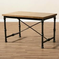 Baxton Studio Verdin Wood Finished Criss Cross Desk Bronze - BaxtonStudio -Console Tables Sales unnamed file 2959