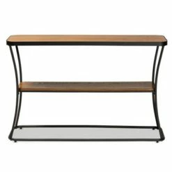 Akram Rustic Wood and Metal Console Table Walnut/Black - Baxton Studio