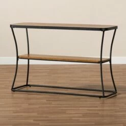Akram Rustic Wood and Metal Console Table Walnut/Black - Baxton Studio -Console Tables Sales unnamed file 2966