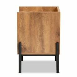 Tasman Wood and Metal End Table Natural Brown/Black - Baxton Studio -Console Tables Sales unnamed file 3025