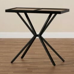 Carlo Modern Wood and Metal Console Table - Baxton Studio Walnut/black -Console Tables Sales unnamed file 3056