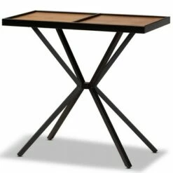 Carlo Modern Wood and Metal Console Table - Baxton Studio Walnut/black -Console Tables Sales unnamed file 3057