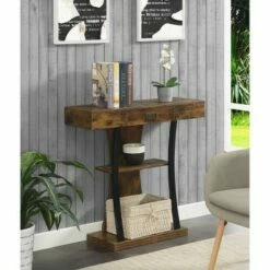 Newport 1 Drawer Harri Console Table with Shelves Barnwood/Black - Breighton Home