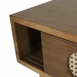 Tuttle Rustic Glam Console Table with Wicker Accents Walnut/Natural/Antique Gold - Christopher Knight Home -Console Tables Sales unnamed file 3102