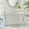 Murley Modern Glam Console Table with Mirror Tabletop Silver - Christopher Knight Home