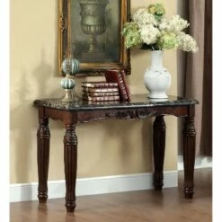 Mullie Traditional Faux Marble Top Sofa Table Brown - HOMES: Inside + Out