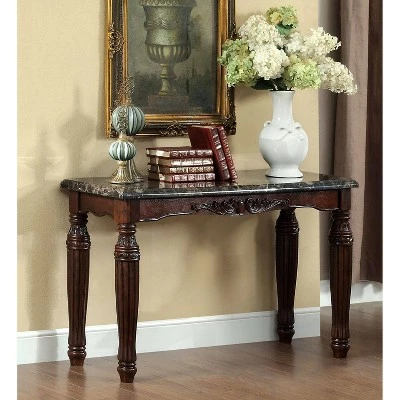Mullie Traditional Faux Marble Top Sofa Table Brown - HOMES: Inside + Out 3 Mullie Traditional Faux Marble Top Sofa Table Brown - HOMES: Inside + Out