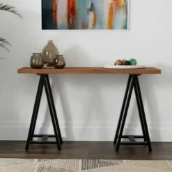 Hawkins Metal/Wood Console Sofa Table Walnut - WyndenHall