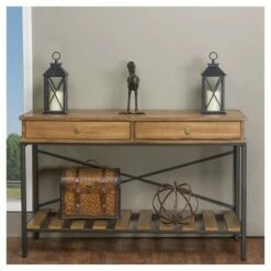 Newcastle Wood and Metal Console Table Criss-Cross - Baxton Studio -Console Tables Sales unnamed file 3239