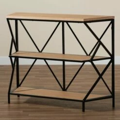 Logan Metal 3 Tier Console Table Brown/Black - Baxton Studio -Console Tables Sales unnamed file 3265