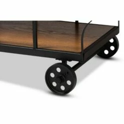 Frieda Industrial Farmhouse Wood and Black Metal Console Cart Walnut Brown - Baxton Studio -Console Tables Sales unnamed file 3270