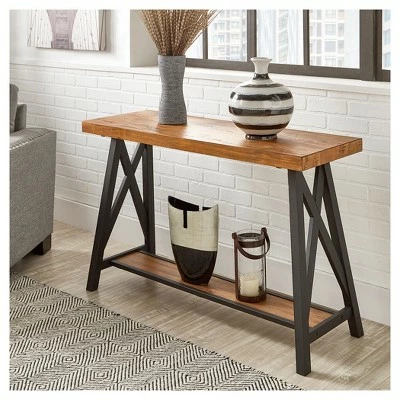 Lanshire Rustic Industrial Metal & Wood Entry Console Table - Inspire Q Brown 7 Lanshire Rustic Industrial Metal & Wood Entry Console Table - Inspire Q Brown - Image 5