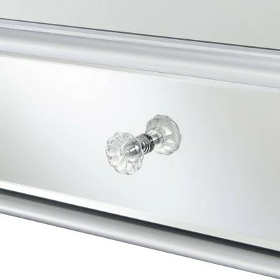 French Country 1 Drawer Mirrored Desk Console Table Silver - Breighton Home 6 French Country 1 Drawer Mirrored Desk Console Table Silver - Breighton Home - Image 4