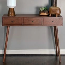 Decor Therapy Mid Century Three Drawer Wood Console Table - Décor Therapy Walnut -Console Tables Sales unnamed file 3353