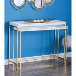 Olivia & May Set of 2 Contemporary Console Tables White - Olivia & May