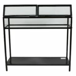 Decor Therapy Claira Glass and Metal Console Table Black - Décor Therapy
