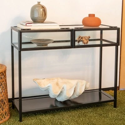 Decor Therapy Claira Glass and Metal Console Table Black - Décor Therapy 9 Decor Therapy Claira Glass and Metal Console Table Black - Décor Therapy - Image 7