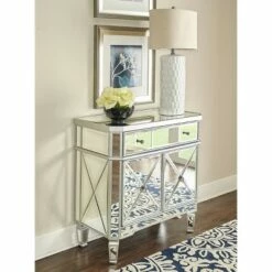 Sasha Mirrored 1Drawer 2Door Console - Powell Company