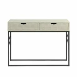 Faux Shagreen Modern 2 Drawer Entry Table - Saracina Home Gray -Console Tables Sales unnamed file 3458