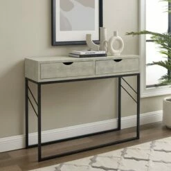 Faux Shagreen Modern 2 Drawer Entry Table - Saracina Home Gray -Console Tables Sales unnamed file 3462