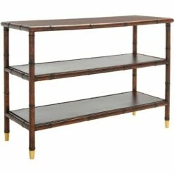 Tudor 2 Shelf Console Table - Dark Brown/Gold - Safavieh -Console Tables Sales unnamed file 350