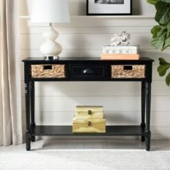 Christa Console Table with Storage - Safavieh Distressed Black