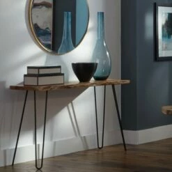 Alaterre Furniture Hairpin Natural Brown Live Edge Media Console Table Metal And Wood -Console Tables Sales unnamed file 3653